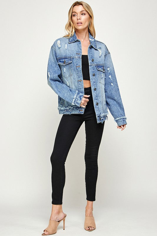 The laid back distressed denim jacket