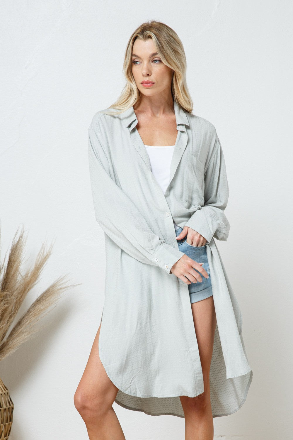 Mint to be long buttoned shirt