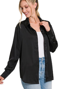 Walking the walk satin button front shirt