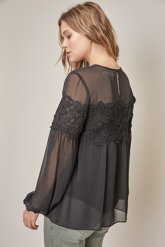 Bring it back lace detail top