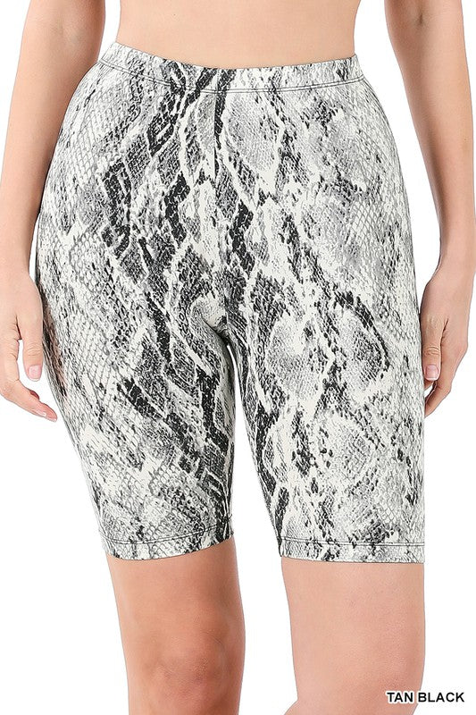 Time to explore snake print biker short