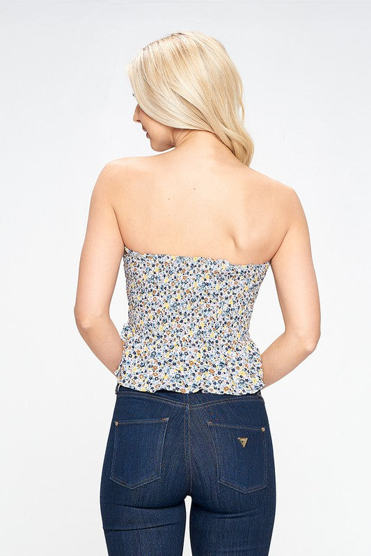 Suns out floral smocked tube top