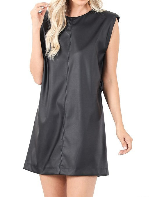 Chic edge faux leather dress