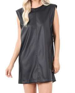 Chic edge faux leather dress