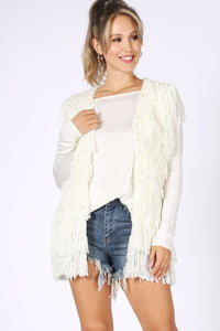 Ready for the party white fringe vest