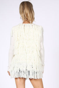 Ready for the party white fringe vest