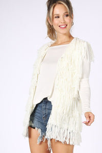 Ready for the party white fringe vest