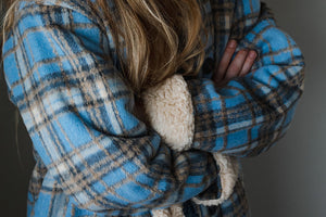 Snowy forecast plaid fur lined coat